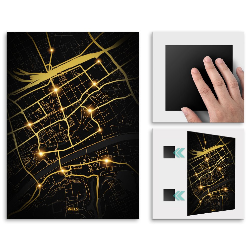 Plakat metalowy Mapa City Lights Wels M