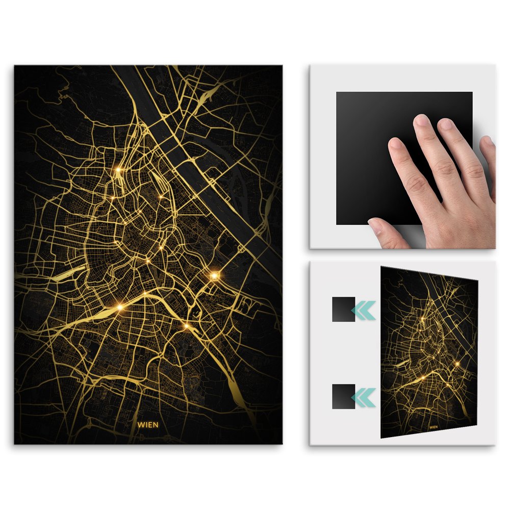 Plakat metalowy Mapa City Lights Wien M