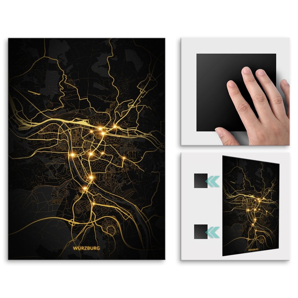 Plakat metalowy Mapa City Lights Wrzburg L
