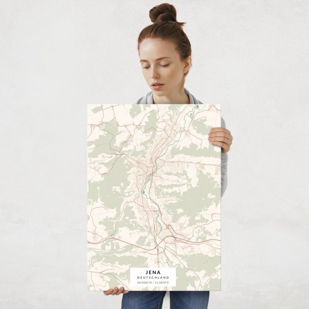 Plakat metalowy Mapa Vintage Jena L
