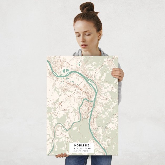 Plakat metalowy Mapa Vintage Koblenz L