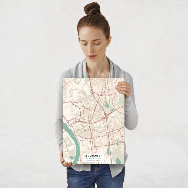 Plakat metalowy Mapa Vintage Leverkusen M