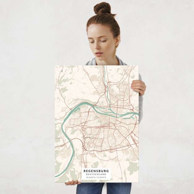 Plakat metalowy Mapa Vintage Regensburg L