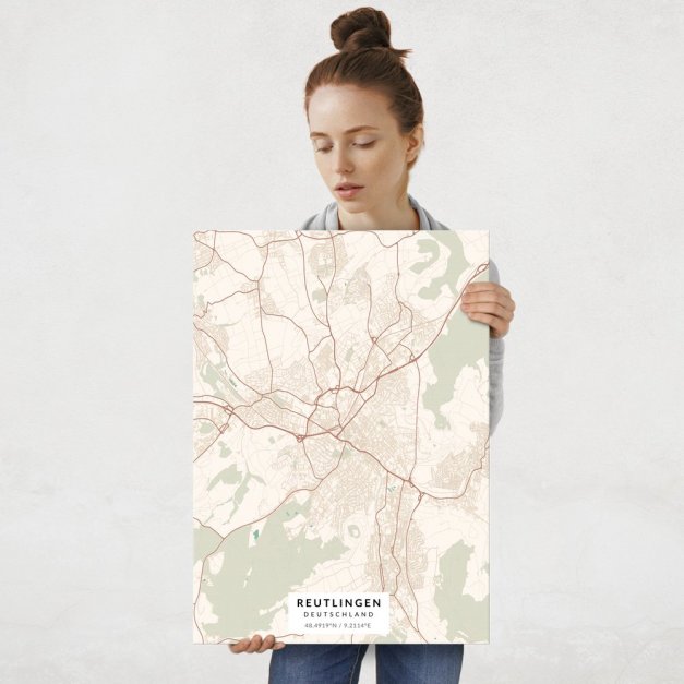 Plakat metalowy Mapa Vintage Reutlingen L