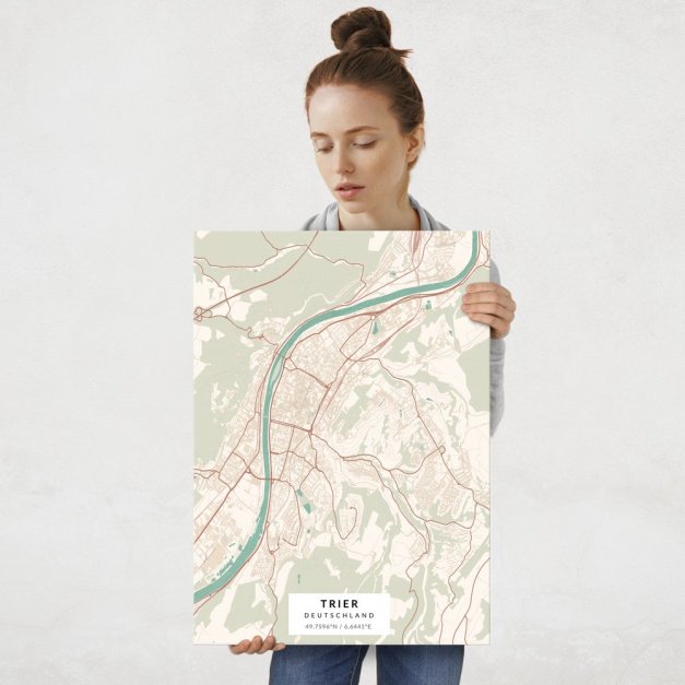 Plakat metalowy Mapa Vintage Trier L