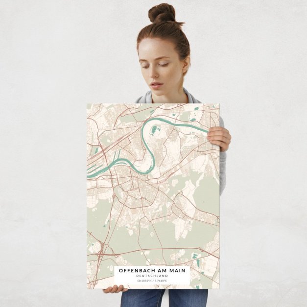 Plakat metalowy Mapa Vintage Offenbach am Main L