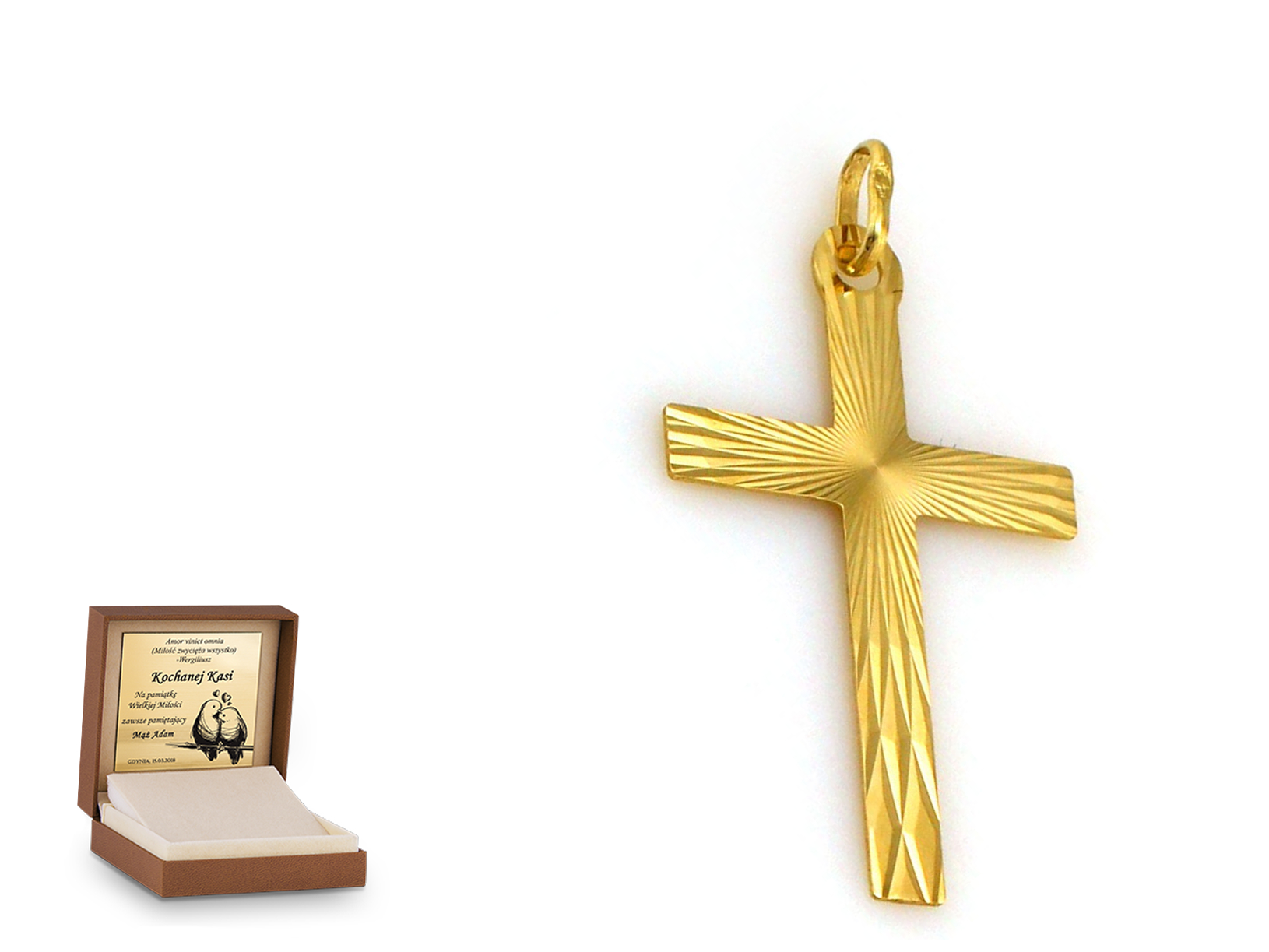 Złota zawieszka 585 krzyżyk krzyżyk prezent