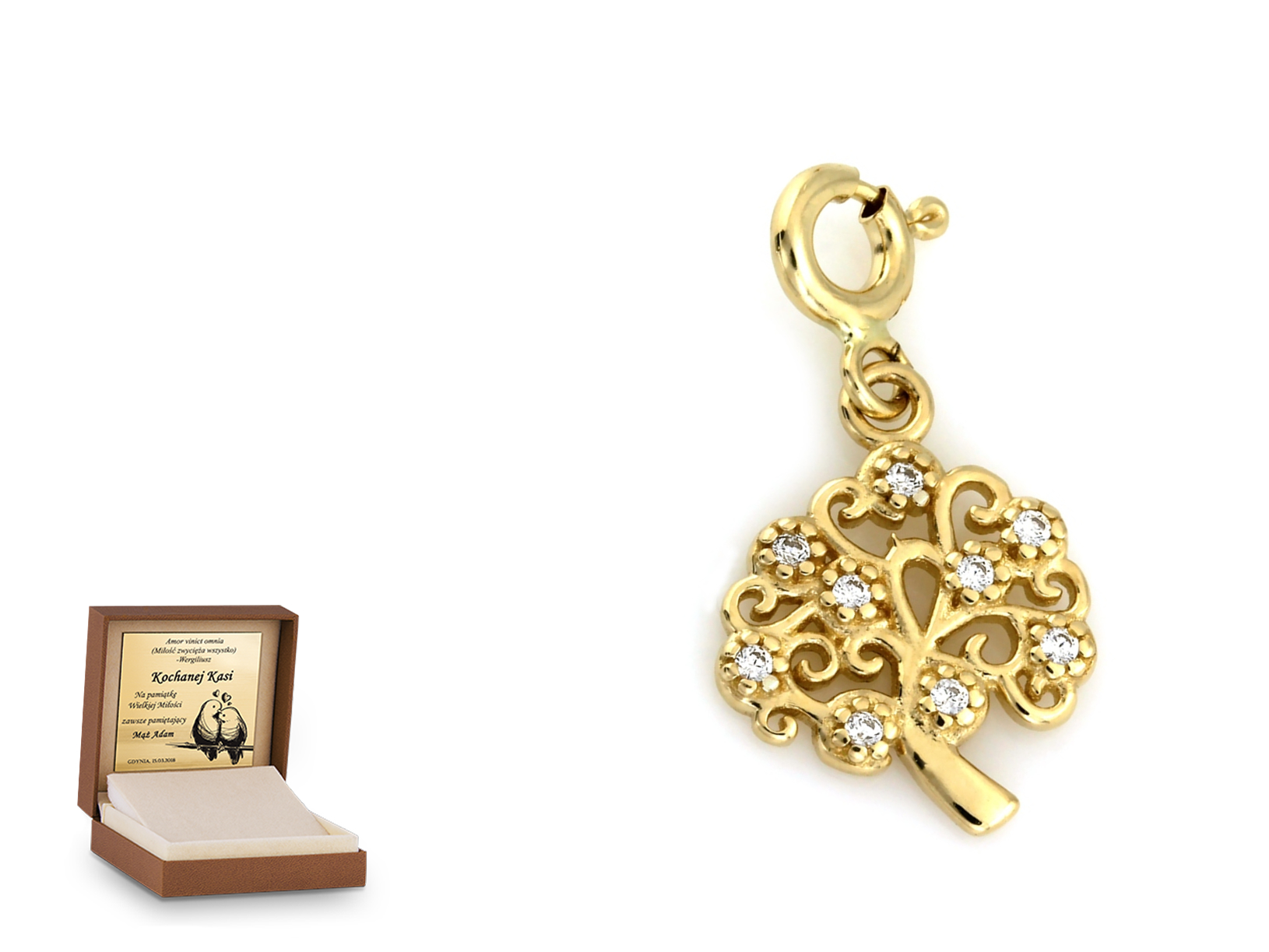 Złota zawieszka 585 charms charms prezent grawer