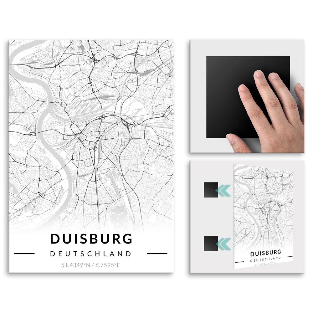 Plakat metalowy Mapa B&W Duisburg L