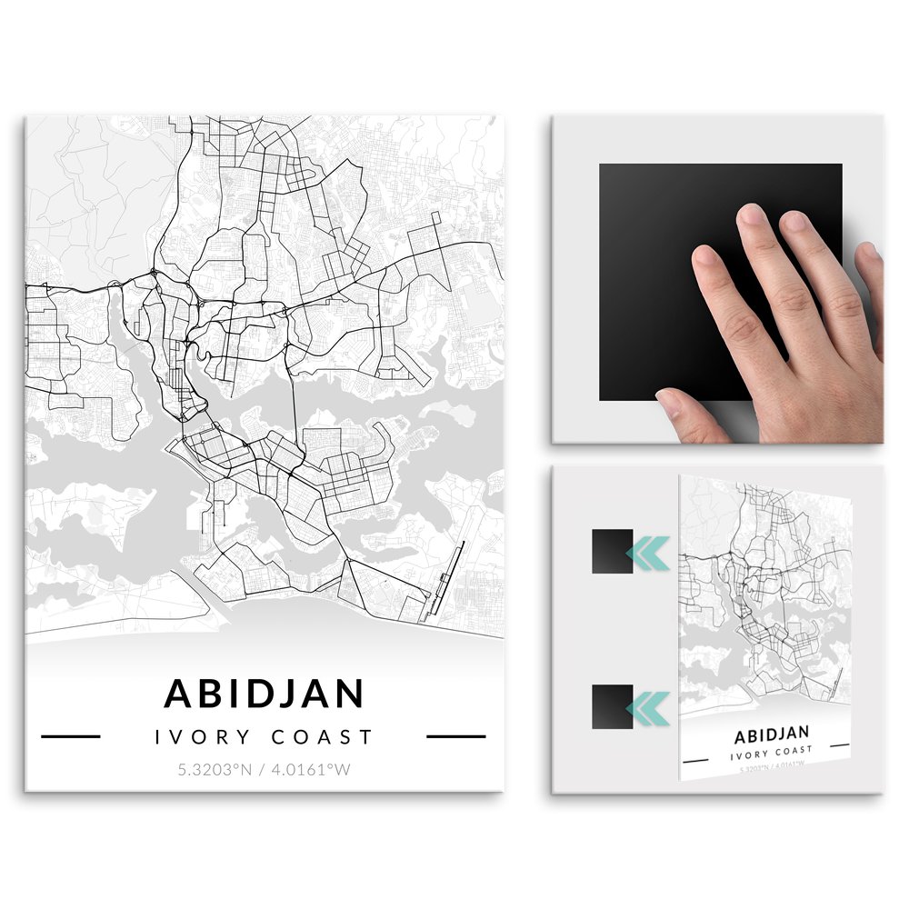 Plakat metalowy Mapa B&W Abidan L