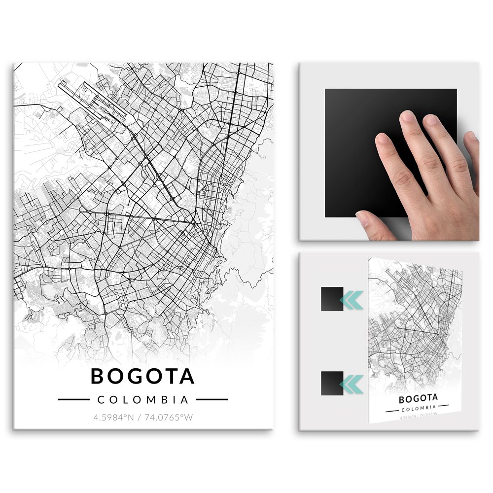 Plakat metalowy Mapa B&W Bogota L
