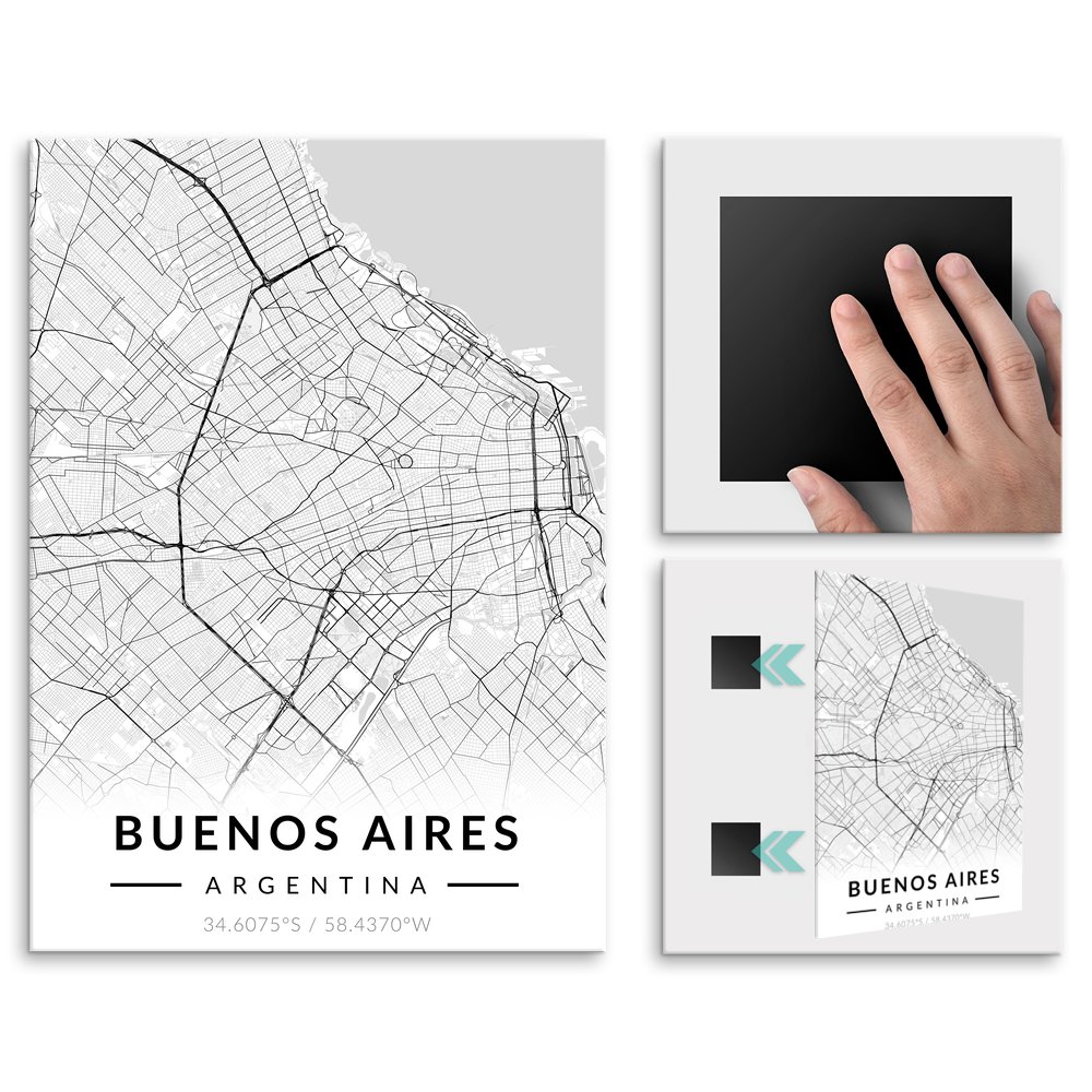 Plakat metalowy Mapa B&W Buenos Aires L