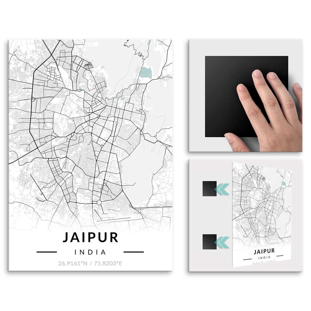 Plakat metalowy Mapa B&W Dajpur L