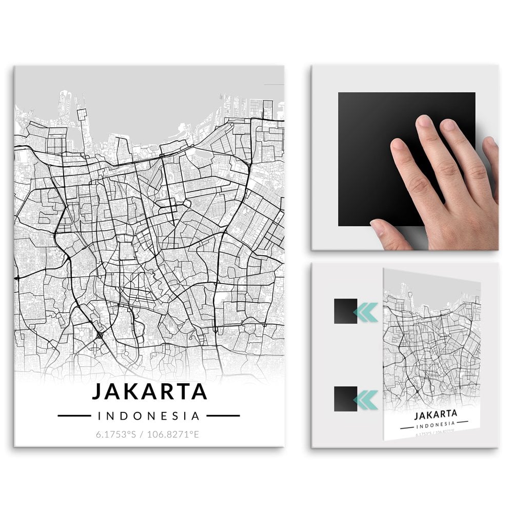 Plakat metalowy Mapa B&W Dakarta M