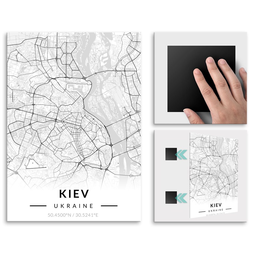 Plakat metalowy Mapa B&W Kijw M