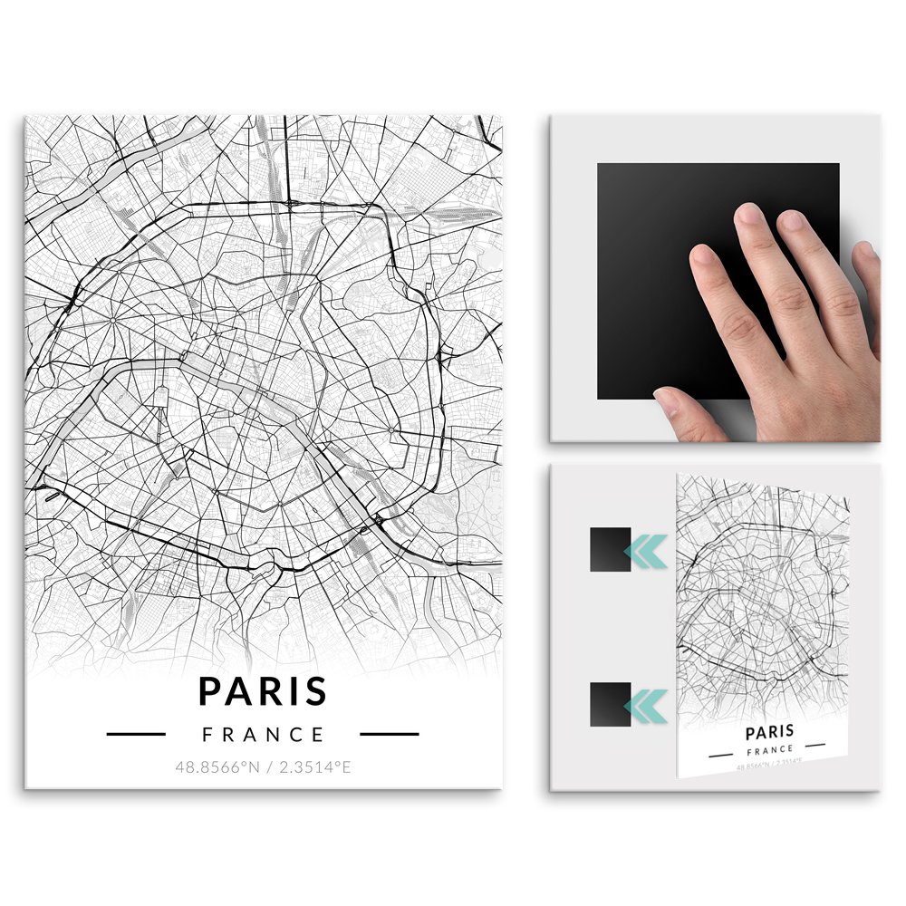 Plakat metalowy Mapa B&W Pary M