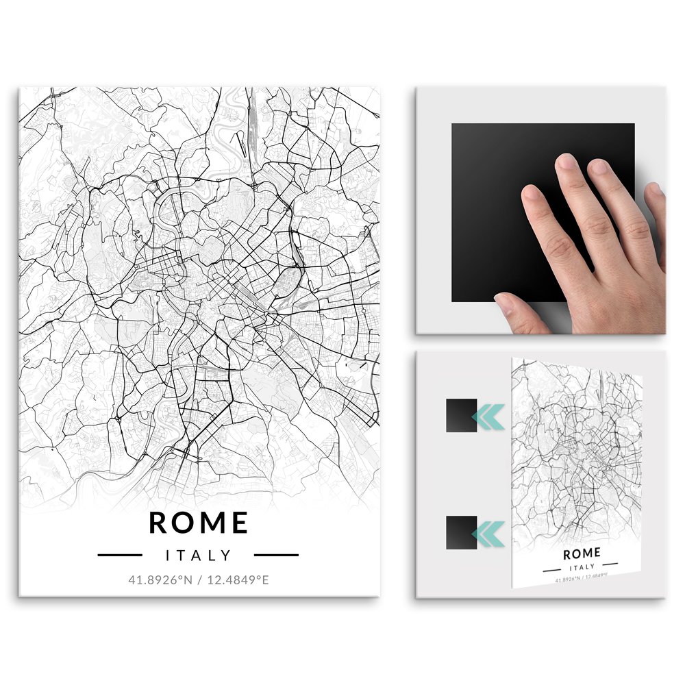 Plakat metalowy Mapa B&W Rzym M