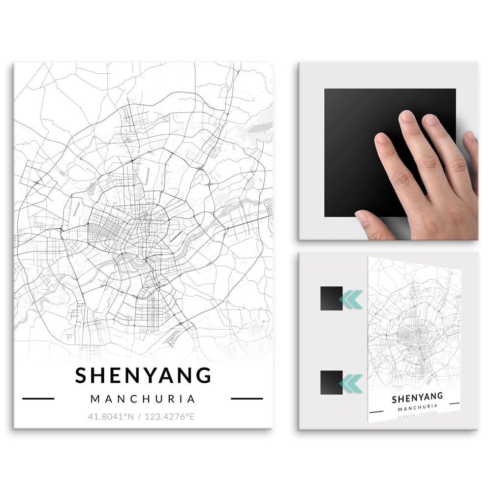 Plakat metalowy Mapa B&W Shenyang L