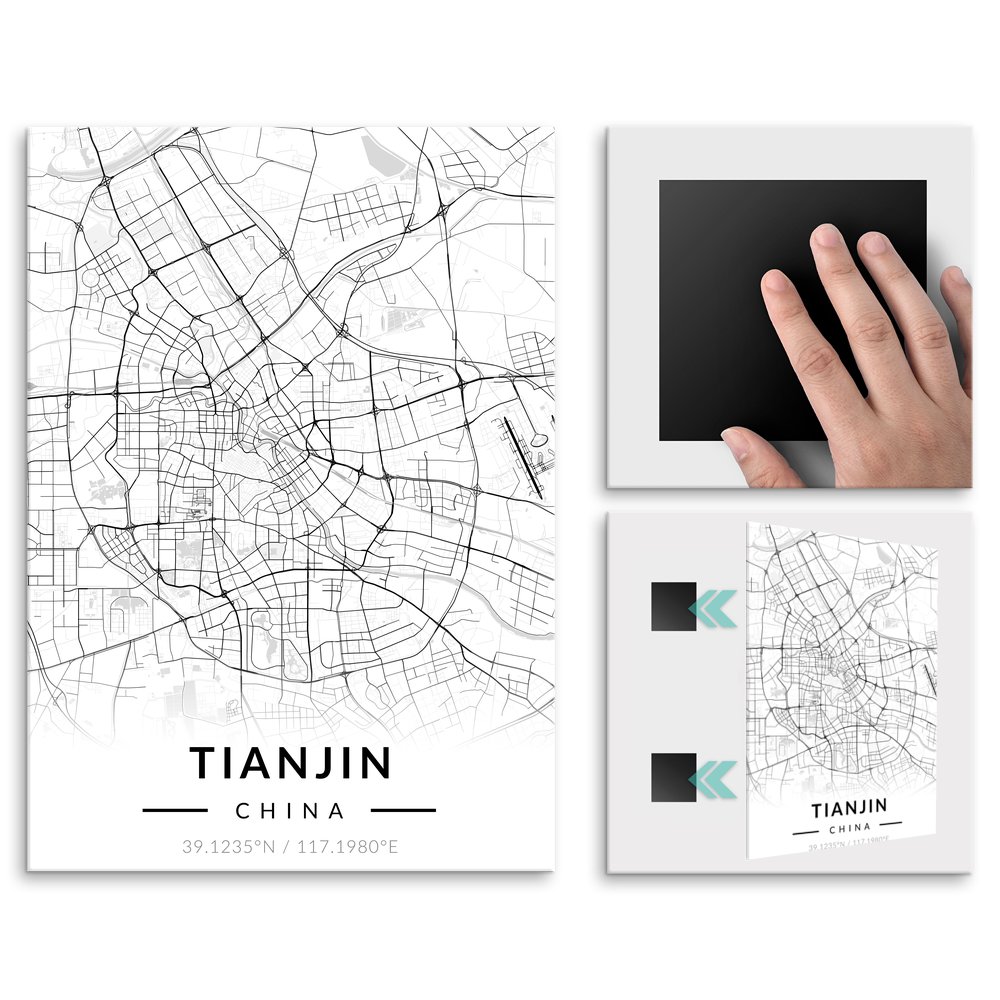 Plakat metalowy Mapa B&W Tiencin L