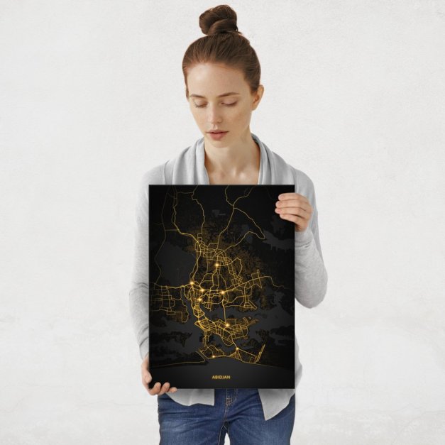 Plakat metalowy Mapa City Lights Abidżan M
