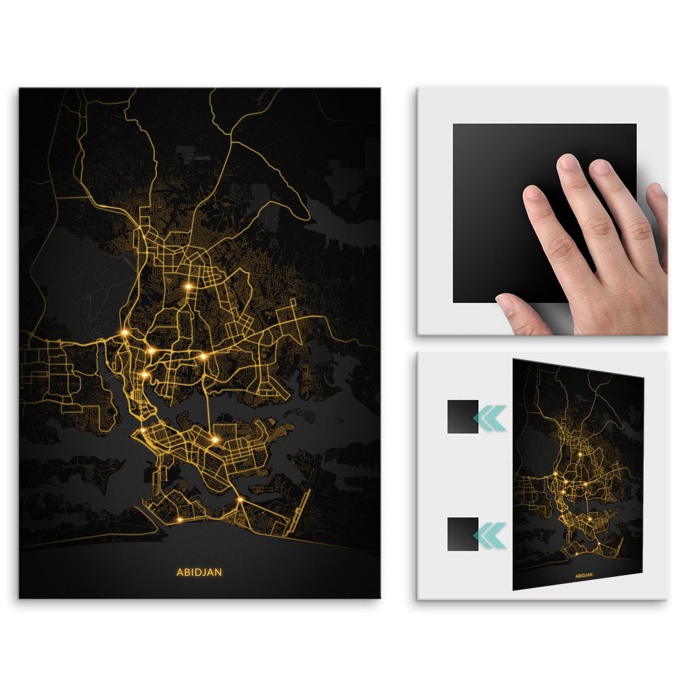 Plakat metalowy Mapa City Lights Abidan M