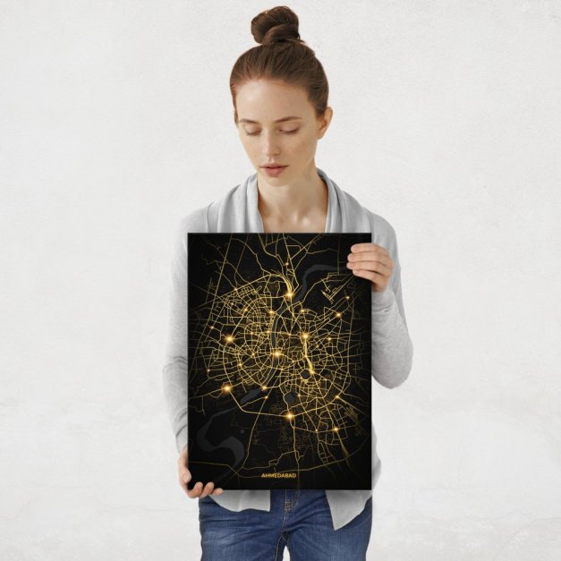 Plakat metalowy Mapa City Lights Ahmadabad M