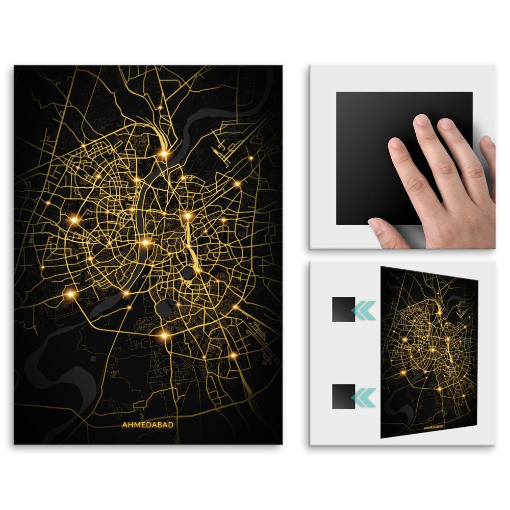 Plakat metalowy Mapa City Lights Ahmadabad M