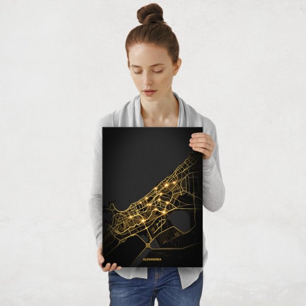 Plakat metalowy Mapa City Lights Aleksandria M
