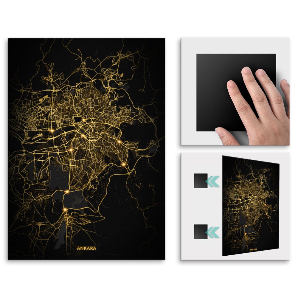 Plakat metalowy Mapa City Lights Ankara M