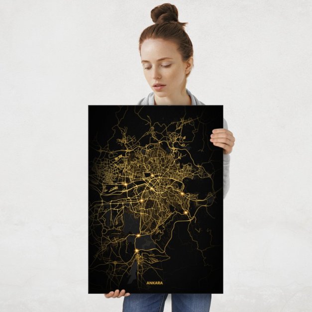 Plakat metalowy Mapa City Lights Ankara L