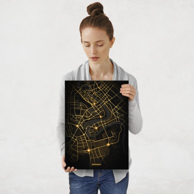 Plakat metalowy Mapa City Lights Bagdad M