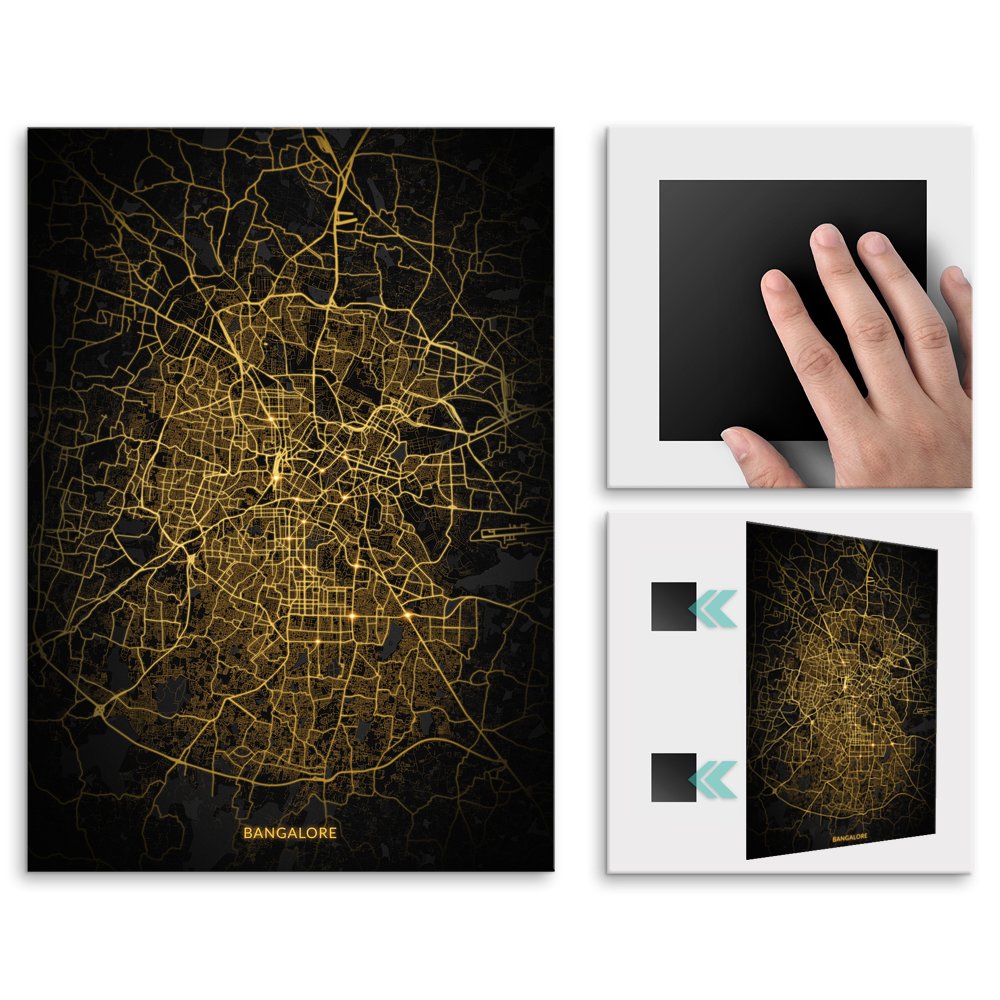 Plakat metalowy Mapa City Lights Bangalore L