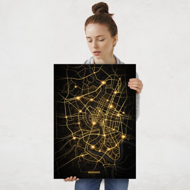 Plakat metalowy Mapa City Lights Bangkok L