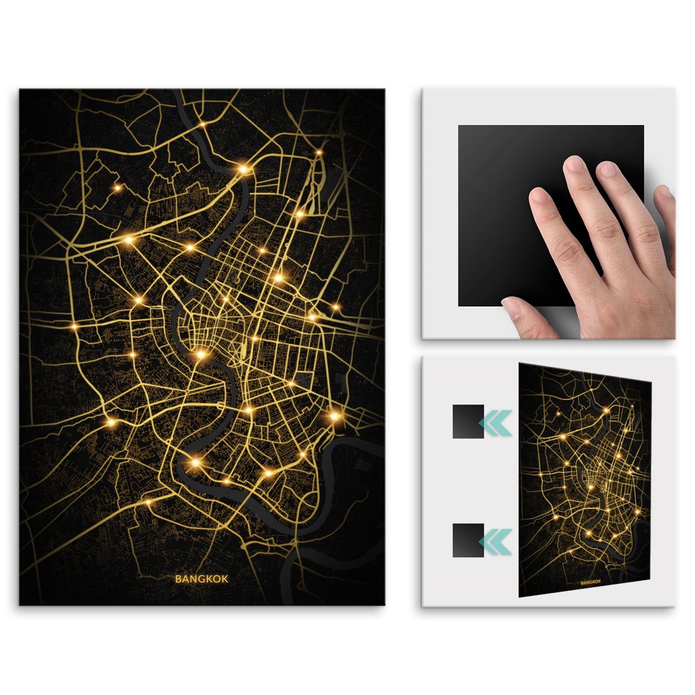 Plakat metalowy Mapa City Lights Bangkok L