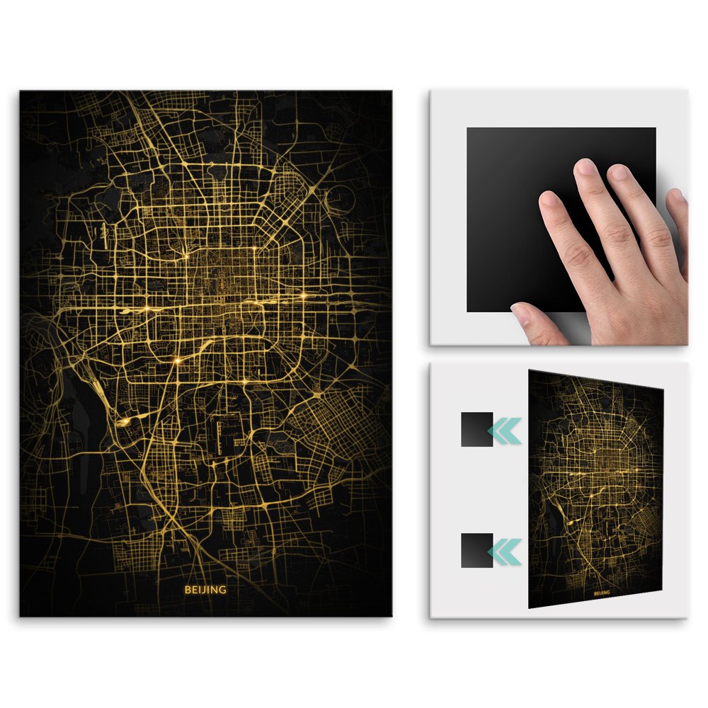 Plakat metalowy Mapa City Lights Pekin M