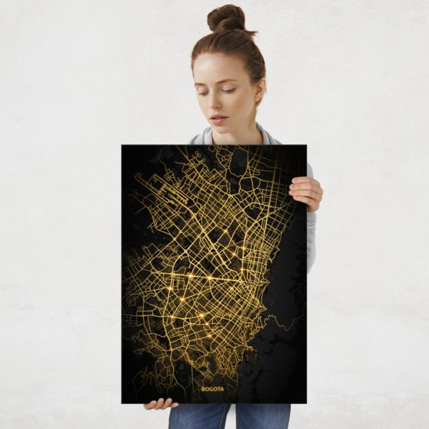 Plakat metalowy Mapa City Lights Bogota L