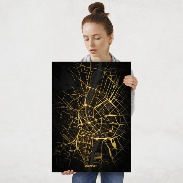 Plakat metalowy Mapa City Lights Budapeszt L