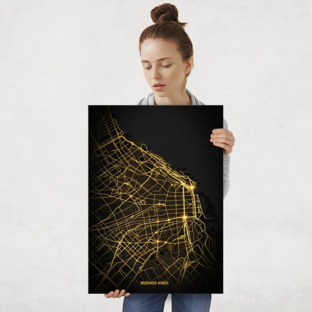 Plakat metalowy Mapa City Lights Buenos Aires L