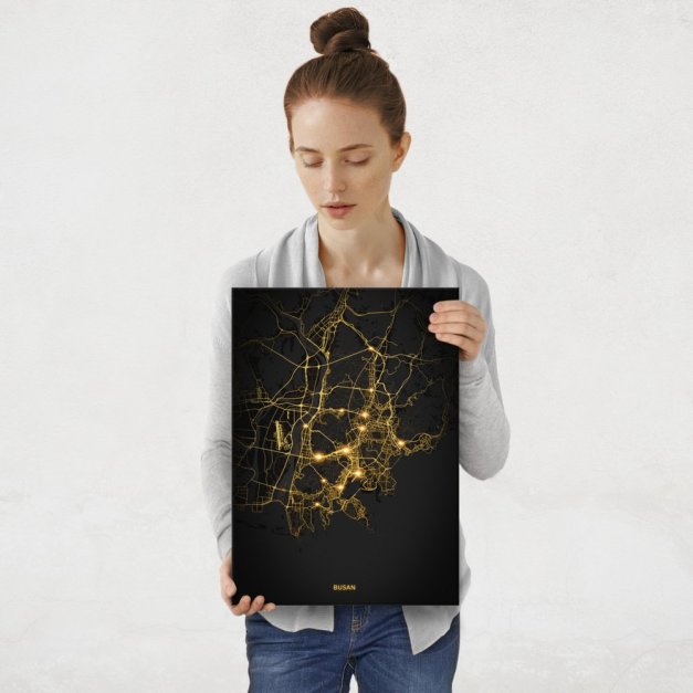Plakat metalowy Mapa City Lights Pusan M