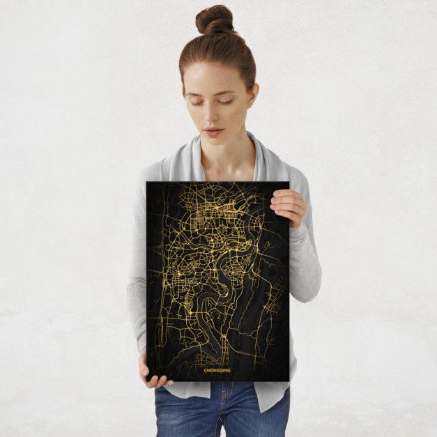 Plakat metalowy Mapa City Lights Chongqing M
