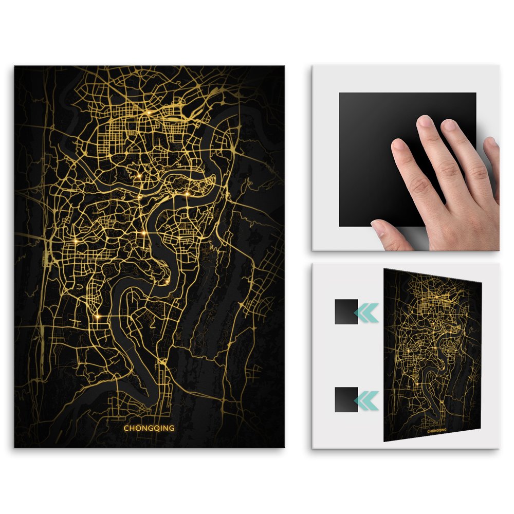 Plakat metalowy Mapa City Lights Chongqing M