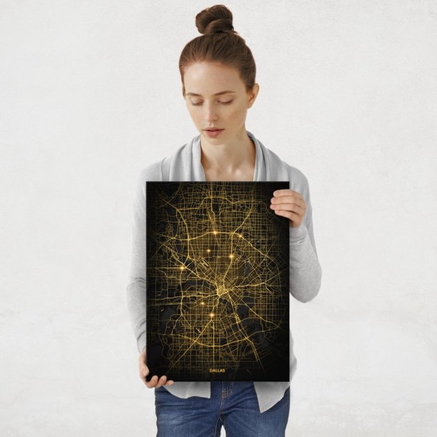 Plakat metalowy Mapa City Lights Dallas M