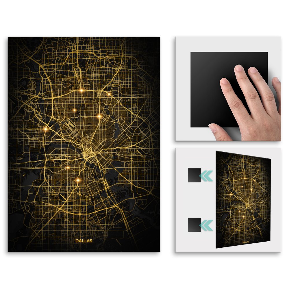 Plakat metalowy Mapa City Lights Dallas L