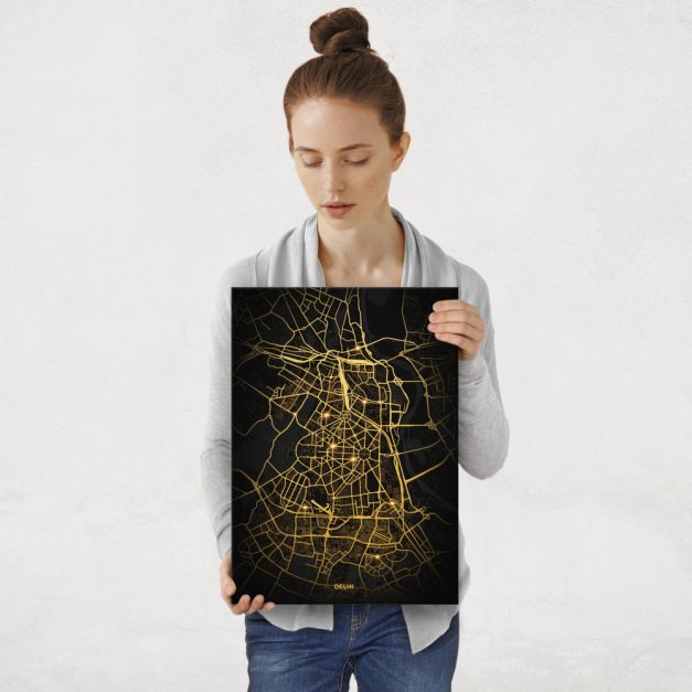 Plakat metalowy Mapa City Lights Delhi M