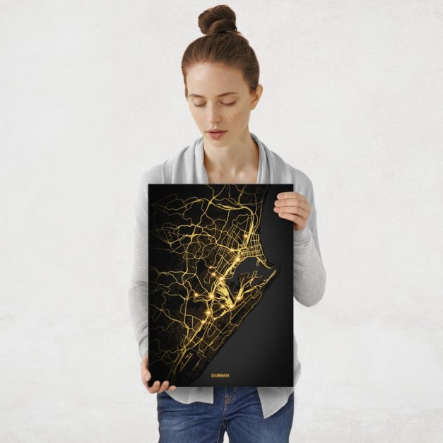 Plakat metalowy Mapa City Lights Durban M