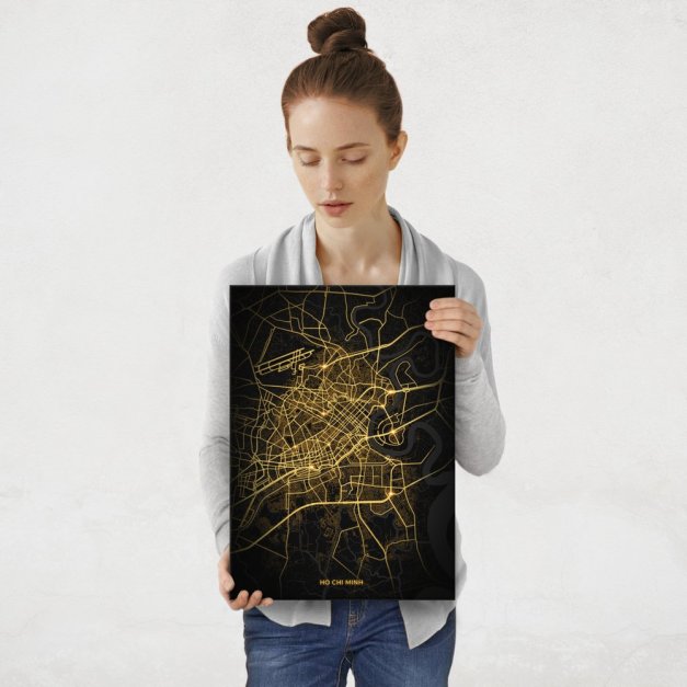 Plakat metalowy Mapa City Lights Ho Chi Minh M