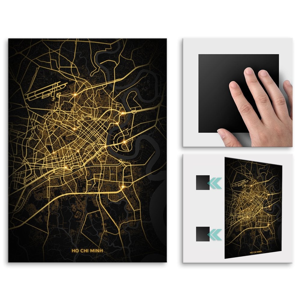 Plakat metalowy Mapa City Lights Ho Chi Minh L