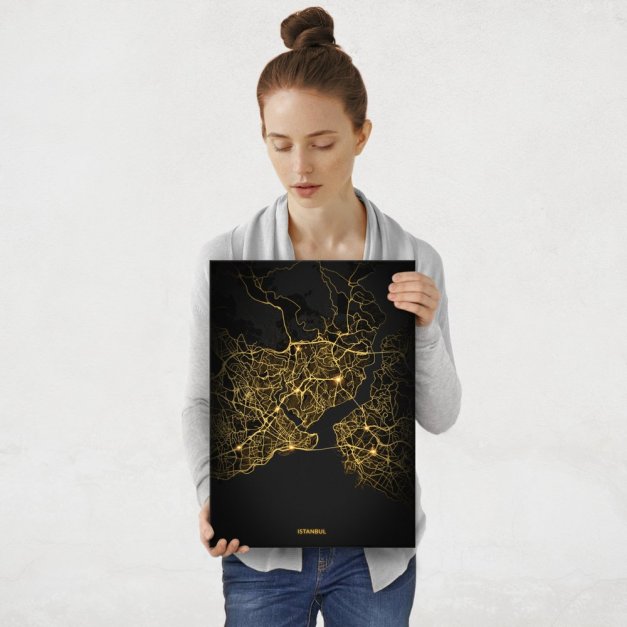 Plakat metalowy Mapa City Lights Stambuł M