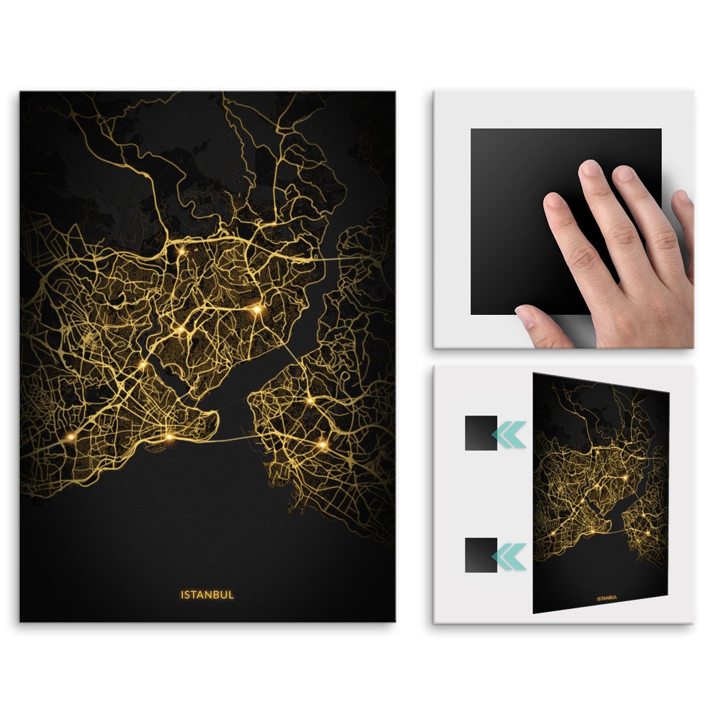 Plakat metalowy Mapa City Lights Stambu L