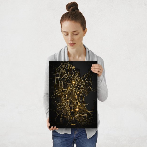 Plakat metalowy Mapa City Lights Dźajpur M